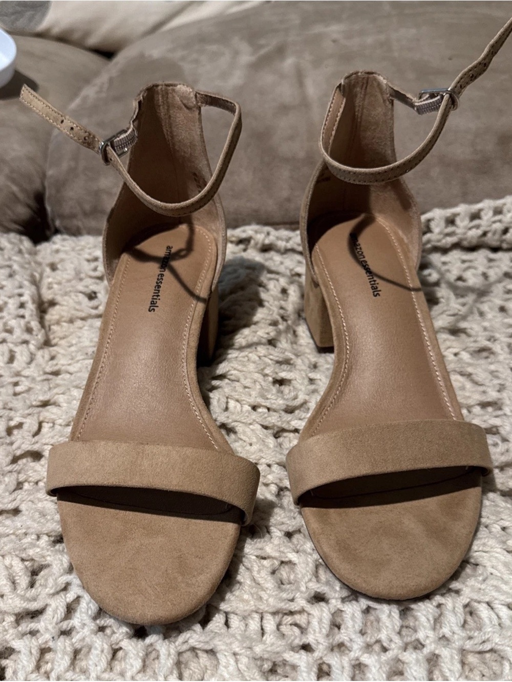Amazon Essentials Taupe Ankle-Strap Block Heel Sandals